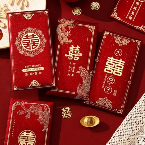 6 PCS Wedding Envelopes Chinese Red Envelope Lucky Money Packets