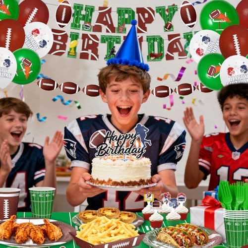215Pcs Football Birthday Party Decoration–Football Party Supplies for 24