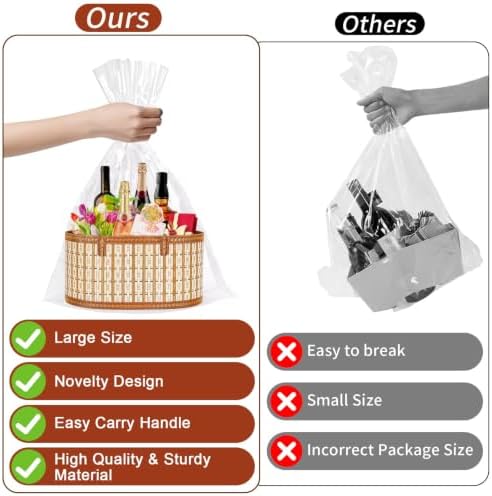 Dreamtop 3 Set Baskets for Gifts Empty, Woven Bamboo Gift Basket Empty Large with Handles, Sturdy Gift Basket Kit Empty to Fill for Christmas Birthday Baby Shower Wedding Gift