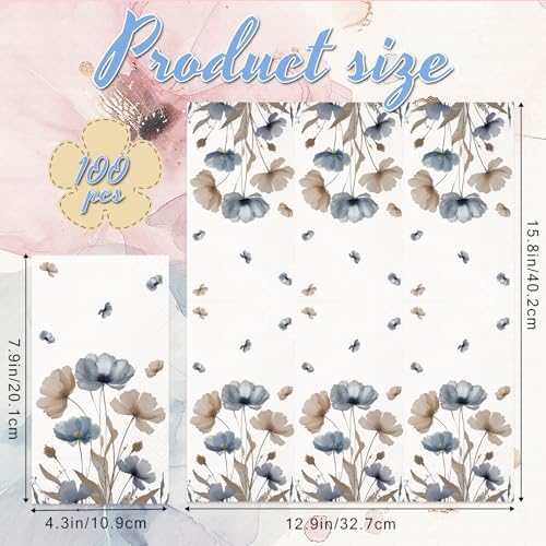 Watercolor Floral Paper Napkins 100pcs
