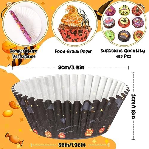 SANNIX 450pcs Halloween Cupcake Liners, Ghost Pumpkin Baking Cups Standard