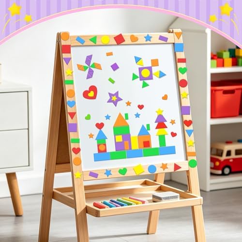 1200Pcs Foam Stickers Foam Shape Sticker for Craft Heart Star,Bright Color