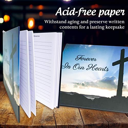 Funeral Guest Book | Memorial Guest Book | Guest Book for Funeral Hardcover | Guestbook for Sign in, Celebration of Life Memorial Service | Funeral Guest Sign Book with Memory Table Card Sign Included