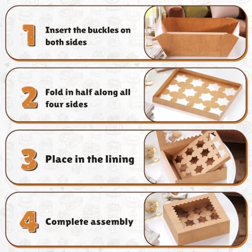 RYDDOY 4 Pack Brown Cupcake Boxes, Hold 12 Count Cupcake, Cupcake Carriers