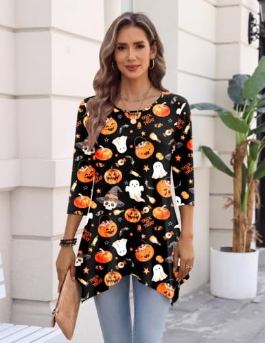 Zeagoo Womens Tops 3/4 Sleeve Loose Fit Dressy Tunics Plus Size Boho Shirts