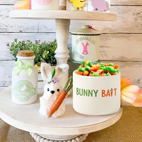 Easter Bunny Candy Dish Cauldron, Rabbit Mini Ceramic Candy Bowl Tiered Tray Decor, Easter Snack Serving Bowl Table Wishes Accents for Party Birthday Home Kitchen Events (Bunny Bait)