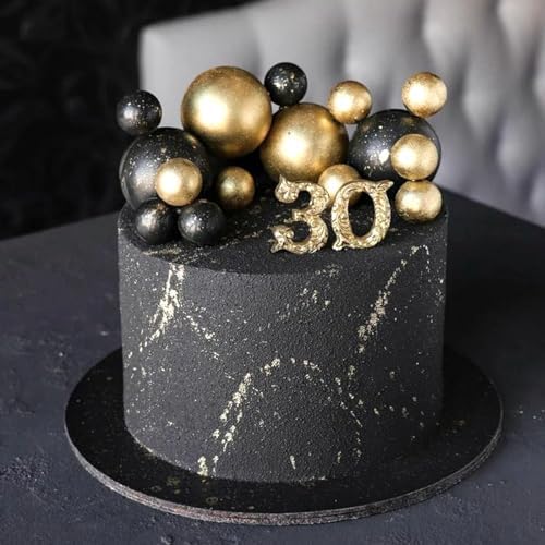 ASTARON 20 Pcs Gold Balls Cake Topper Decorations for Birthday Cake Decor