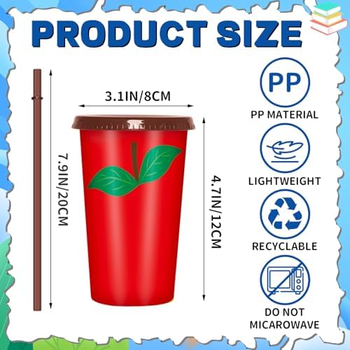 Jansun 12 Pack Back to School Teacher Reusable Coffee Cups Plastic Tumblers