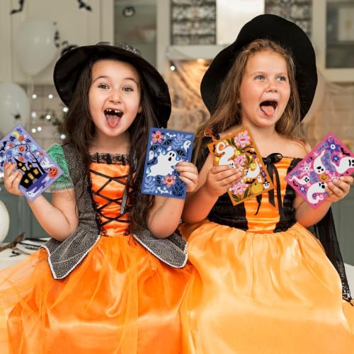 24 Pack Cute Halloween Greeting Cards, Cozy Halloween Decor Cards with Envelopes, Bulk Non-Scary Halloween Card Set for Adults Kids Teachers Party Favors, Blank inside