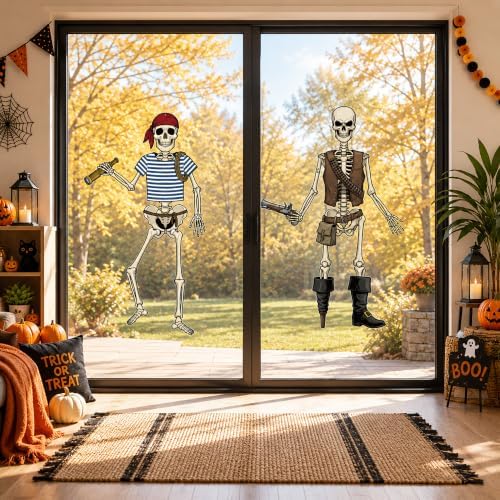 4Pcs 48" Halloween Paper Jointed Skeletons, Posable Skeleton Cutouts