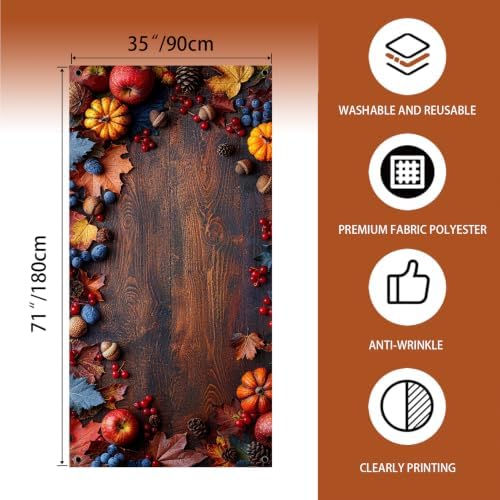 Fall Door Cover,Maple Leaves Pumpkin Thanksgiving Banner Fall Decor