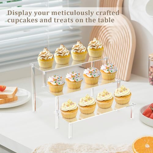 AZEAM Acrylic Display Riser, Clear Perfume Organizer, 3 Tier Cupcake Stand
