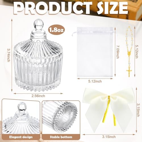 Chuangdi 6 Sets Baptism Favors for Guests Crystal Candy Bowl Gift,White