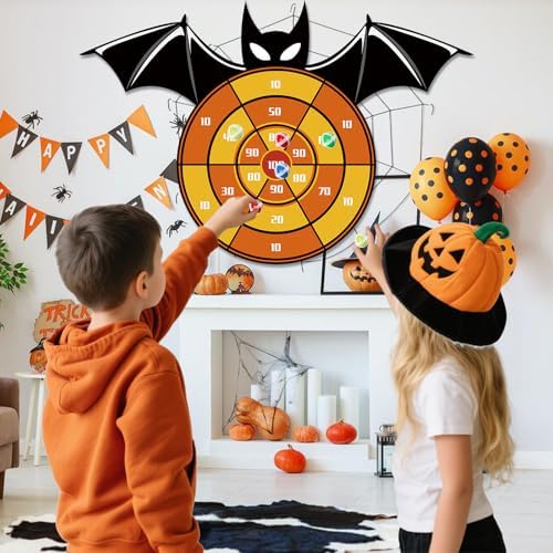 Halloween Large Party Games Toys for Kids, 30" Indoor Outdoor Decor Bat Dart Board Game with 12 Sticky Balls Halloween Party Favor for Kids Boy