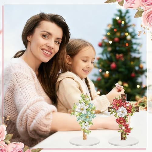 Kosiz 9 Pcs Cross Diamond Painting Tabletop Decor Christian Diamond Art Kit