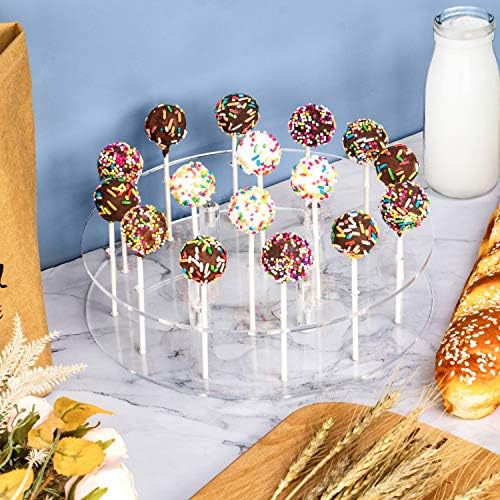 YestBuy Cake Pop Display Stand, 16 Hole Cake Pop Holder , Lollipop Holder for Weddings, Birthday Parties, Anniversaries Gift, Candy Decorative (Clear)