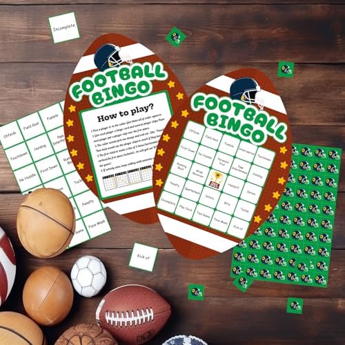 YQUQWN Football Bingo Game Cards Set Football Party Supplies 24 Players Includes Bingo Cards and Markers for Party Supplies Sports Events Activities