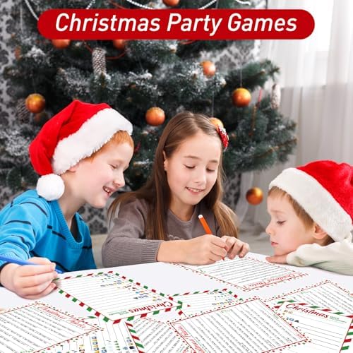 COCHIE 30 Players Christmas Party Games for Adults Family Office Large Groups, Xmas Parties Movies Pictionary Game, Riddle Game, Christmas Trivia Games with Answer Key (Xmas Quiz)