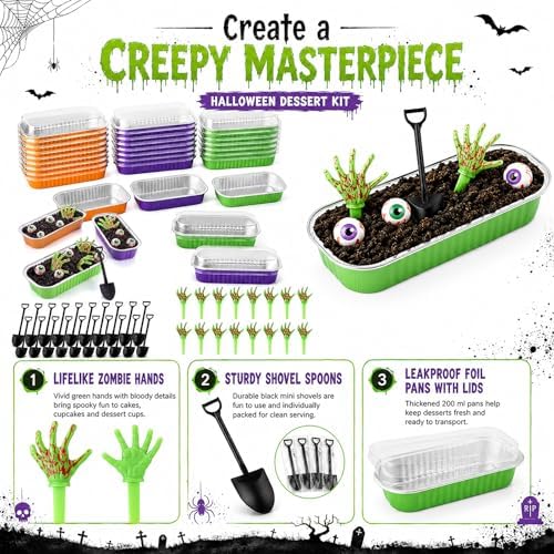 SiliFine 24 Set Halloween Baking Supplies Zombie Hands Cake Decor, Colorful