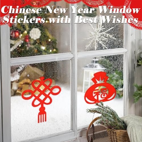 Ideal Swan 15 Styles 30Pcs Chinese New Year Window Stickers, Lunar New Year