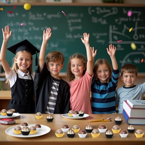 AUGSUN 400pcs Mini Foil Cupcake Liners Golden Silver Black