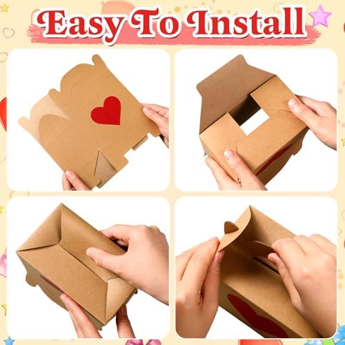 Colarr 48 Pcs Valentine's Gift Boxes with Handle 5.9 x 3.5 x 3.5 Inch