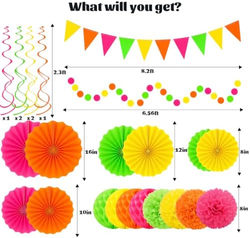 24 Pcs Neon Party Decorations Glow in the Dark Party Supplies