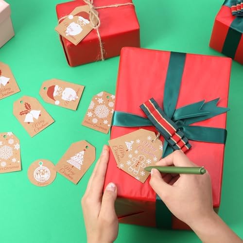Mr. Pen- Christmas Gift Tags, 100 pcs, with Hemp Rope, 10 Designs