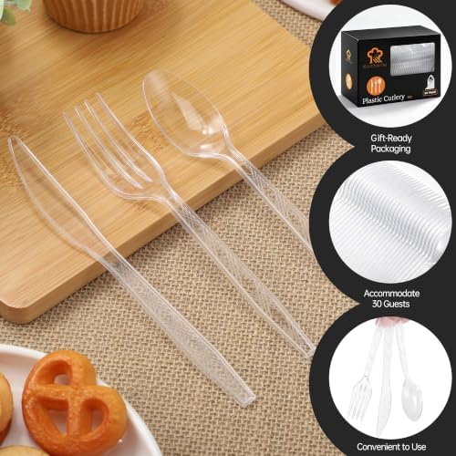 Kochorie 90 Pieces Transparent Plastic Cutlery Set