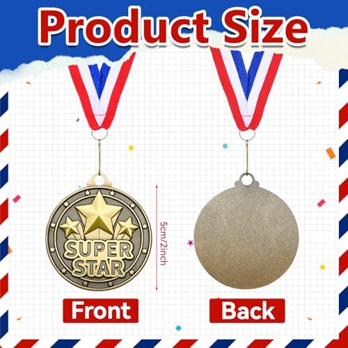 20 Pcs 2'' Awards Medals Bulk Winner Medals with Neck Ribbons Metal Trophy Award Prize Gift for Tournaments, Competitions, Party, Kids and Adults