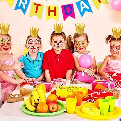 Gersoniel 24 Pcs Party Crown Hats Gold Glitter Paper with Elastic