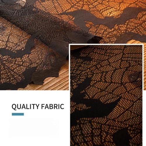 Black Lace Bat Web Halloween Table Runner - 13 x 70Inch