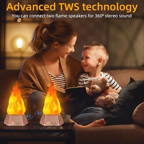 Toodour 2 Pack Outdoor Flame Lights with Bluetooth Speaker