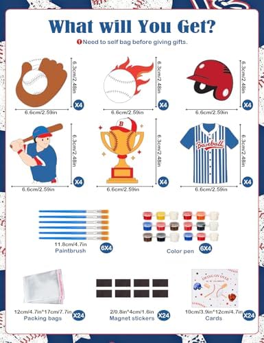 Bafeil 24 Set Baseball Party Favors - Baseball Goodie Bags Favors