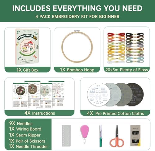 CYANFOUR Embroidery Kit for Beginners with Step-By-Step Guidance & Videos