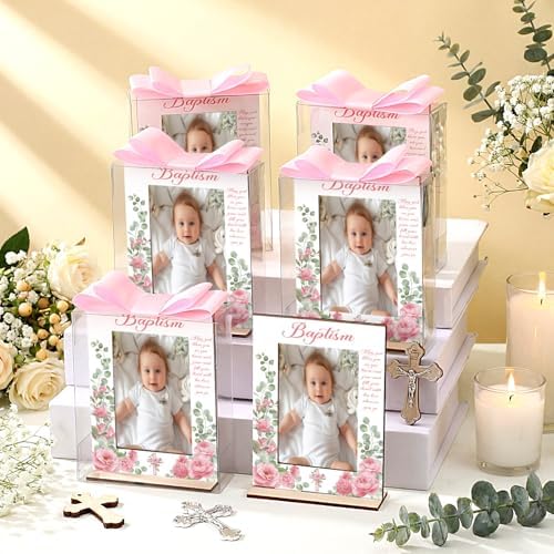 Vercraft 12 Set Baptism Picture Frame Catholic Baptism Gifts, Pink