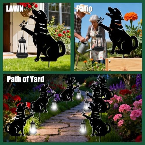 twinbling Solar Black Dog Lights Patio Decorations Outdoor