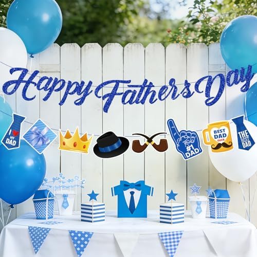 Fathers Day Decorations, Happy Father's Day Banner for Party, Pre-strung Banner for Indoor Outdoor Decor, No DIY Required