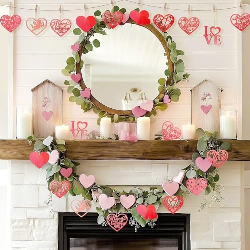 36PCS Wooden Heart Ornaments to Paint Valentine's Day Craft,9 Styles DIY Blank Unfinished Wood Heart Cutouts Ornament for Crafts Spring Tree Hanging Decorations Love