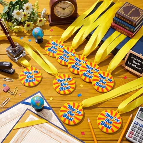 AmazingSpark 60 Pcs You're the Best Award Medals, 2 Inch Rubber Medals Bulk Winner Encourage Team Participation for Kids Adults Trophy Award Prize Gift Competitions Graduation Party