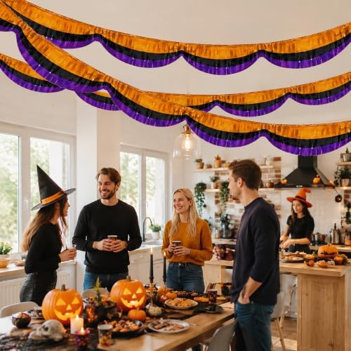 3 Pcs 20 Ft Halloween Foil Fringe Bunting, Tinsel Streamers Banner