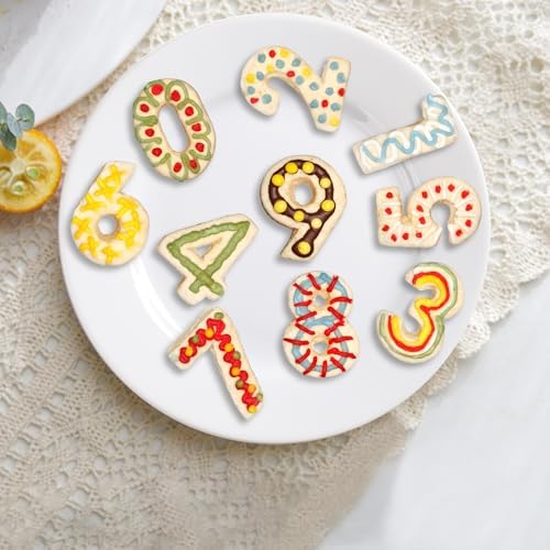 FUSOTO 9PCS Number Cookie Cutters Set, 4 Inches Number 0-8(6 Reverses to 9)