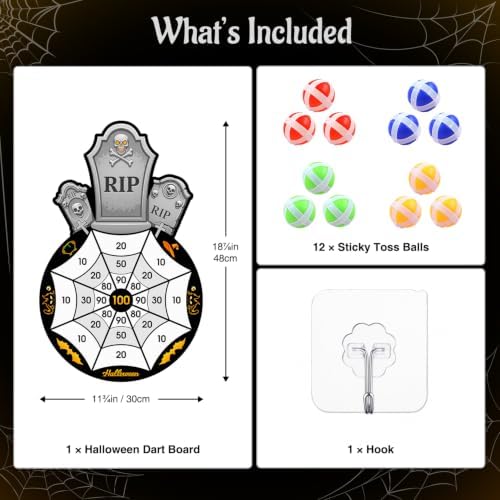 Halloween Games, Halloween Party Supplies Dart Board with 12 Sticky Balls