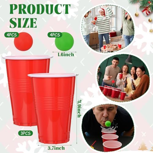 Lunmon 154 Pcs Christmas Games Set Fun Xmas Families Trivia Games Cards Inflatable Reindeer Antler Dice Ring Toss Pencils for Stocking Stuffers Gifts Holiday Birthday Party Activities Favors(Rustic)