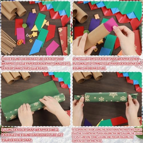gisgfim Christmas Cracker Hats Bulk Tissue Paper Crowns DIY Xmas Party Hat for Adults Fill Your Own Christmas Crackers