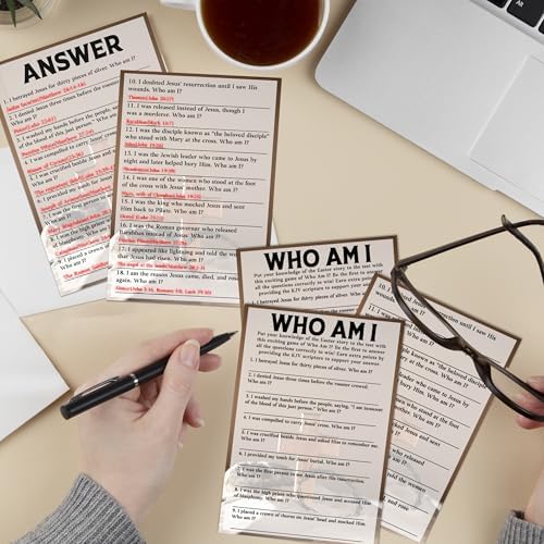 Easter Games for Adults and Kids, Who Am I Bible Trivia Game Cards, Easter Family Feud Game for Family Friends, Holiday Party Games for Activities Party Decorations Supplies, 5x7 Inch-A05