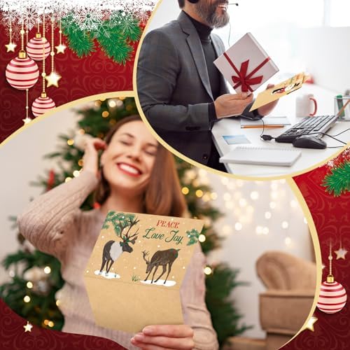 Crtiin 240 Set 2026 Christmas Cards Rustic Kraft Xmas Greeting Cards Bulk