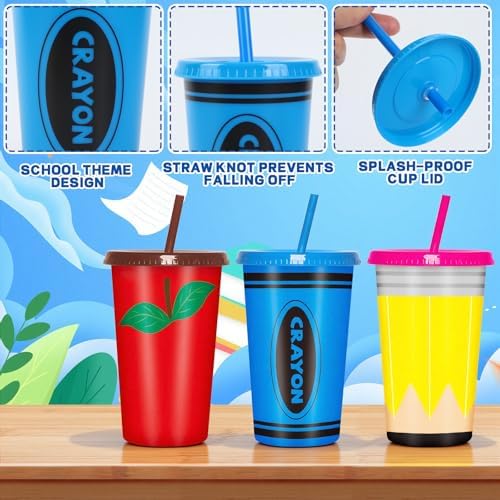 Jansun 12 Pack Back to School Teacher Reusable Coffee Cups Plastic Tumblers