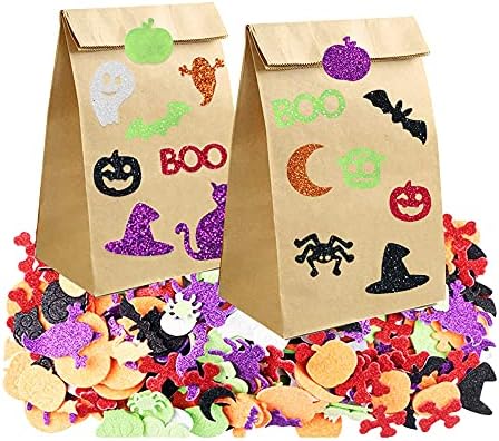 Halloween Foam Stickers, Glitter Halloween Stickers, Sparkle Self-Adhesive Pumpkin Ghost Shape Puffy Stickers for Halloween Party Supplies Decorations