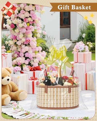 Erlsig 3 Set Baskets for Gifts Empty, Woven Bamboo Gift Basket Kit